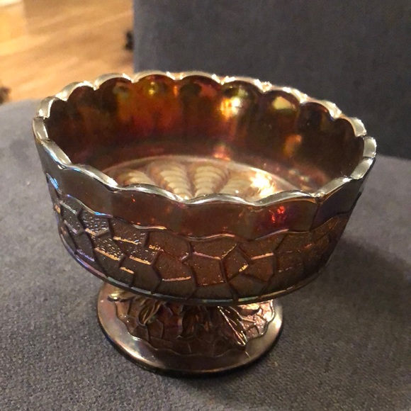 Vintage America Accents Vintage Antique Dugan Carnival Glass Candy Dish Black Amethyst 91s